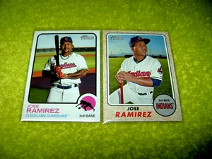 2022 Topps Heritage Guardians JOSE RAMIREZ #242 & 2017 Hertiage # 340 MT INDIANS - Picture 1 of 3
