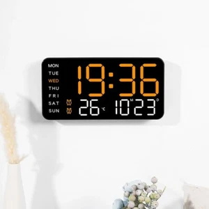 LED Large Digital Wall Clock Temperature Date Week Alarm Display Voice Control - Picture 1 of 29