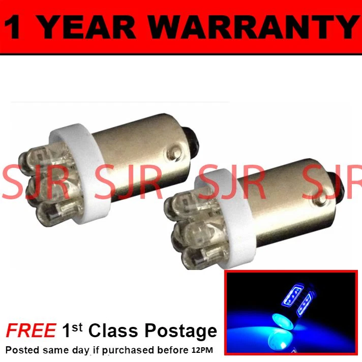 BAX9s H6W 434 XENON BLUE 7 DOME LED SIDELIGHT SIDE LIGHT BULBS X2 HID SL100601 - Image 1 of 1