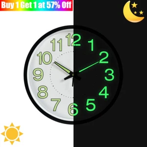 12" Wall Clock Silent Quartz Movement Glow in the Dark Numbers Kitchen Office - Picture 1 of 16