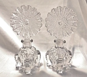 2 Vintage IRICE Imperial Pressed Glass Perfume Bottles with Snowflake Stopper - Picture 1 of 8