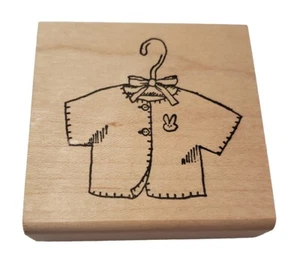 Peddlers Pack Stampworks 1996 Baby Shirt Newborn Bunny Wood Mounted Rubber Stamp - Bild 1 von 5