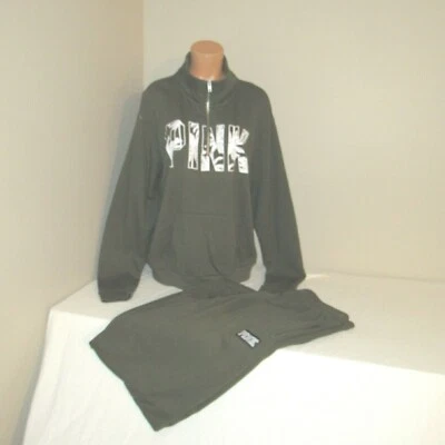 Victoria's Secret ROSA 1/2 Cremallera Sudadera y Pantalón Campus Verde/Blanco L Usado Foto 1 de 4