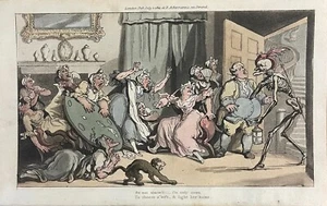 Grabado Rowlandson The Maiden Ladies 1815 Danza inglesa de la muerte HC aguatinta - Imagen 1 de 3