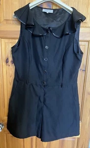 Black Frilly Collar Playsuit Size 18 By River Island (No Belt) - Picture 1 of 8