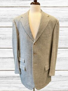 Ralph Lauren POLO Men's Wool Blazer 46L Gray Tweed w Ticket Pocket Made In Italy