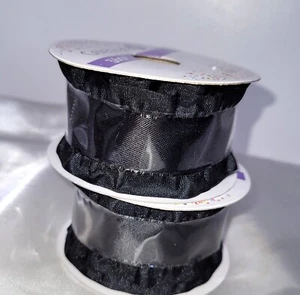 2 Rolls Of Solid Black Ruffled Celebrate It Ribbon 1.5 in × 5 yd (each) New - Picture 1 of 4