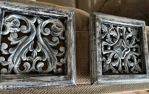 Set 2 decorazioni da parete in legno intagliato a mano - Foto 1 di 11