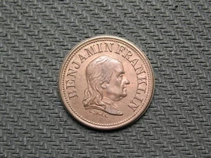 AU CIVIL WAR TOKEN PENNY SAVED IS A PENNY EARNED BENJAMIN FRANKLIN COIN #156us - Picture 1 of 2