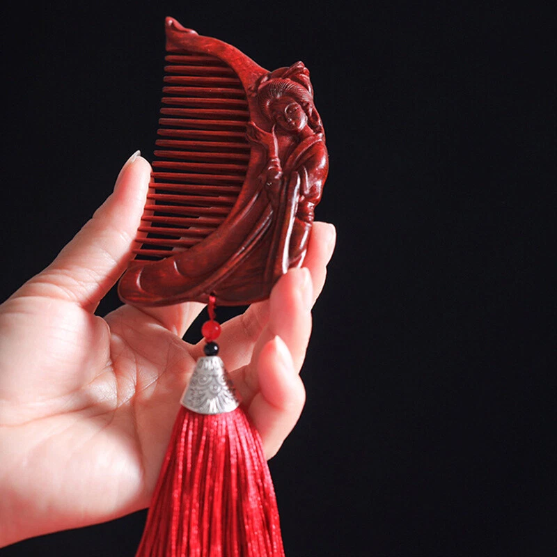Handmade Red Sandalwood Carving Comb Creative Wooden Prop Decoration Accessories - Image 1 of 4