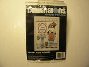 Vintage 1992 Dimensions Stamped Cross Stitch Kit #6627 Reading Room Welcome... - Picture 1 of 4