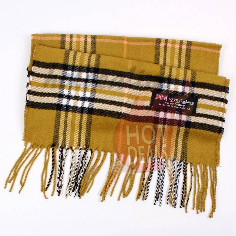 100% CACHEMIRA Bufanda Cuadros Tartán Cuadros Envoltura Bufandas Lisas Invierno Cálido Foto 1 de 1