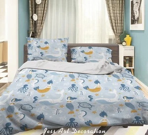 3D Mermaid Sea Animal Cartoon Kids Quilt Cover Set Duvet Cover Bedding - Picture 1 of 6