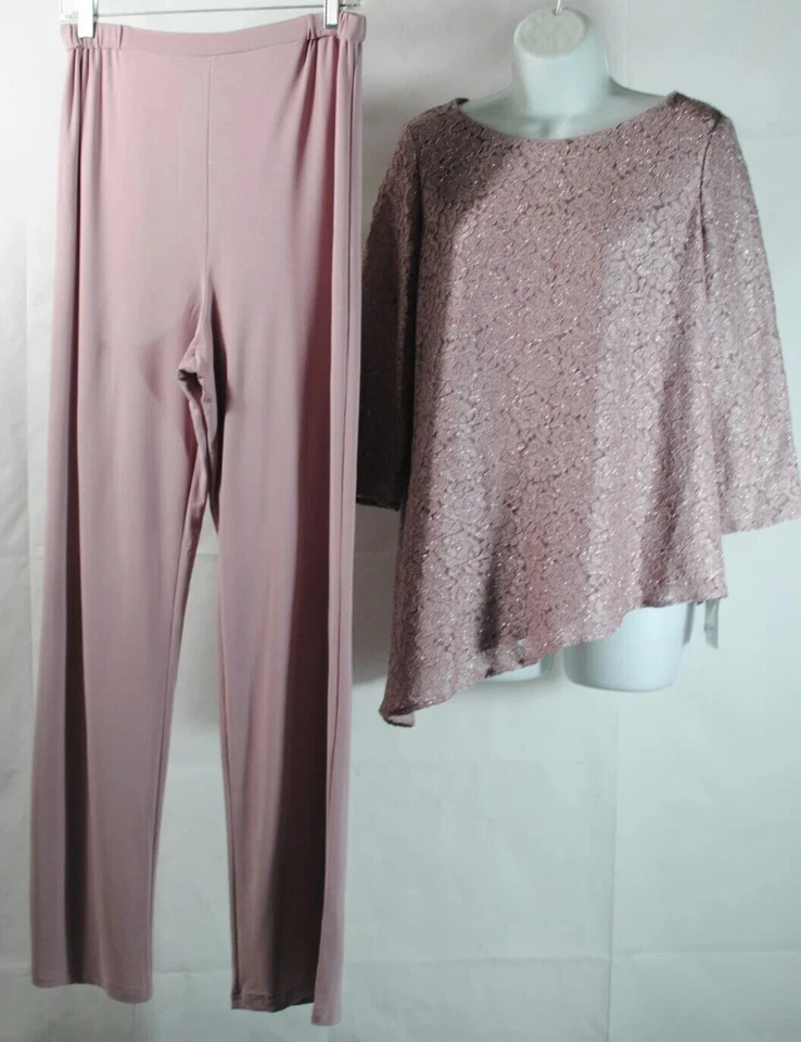 OLEG CASSINI Madre de la Novia Jersey Pantalón Asimétrico Brillo Top Talla 6 Foto 1 de 4