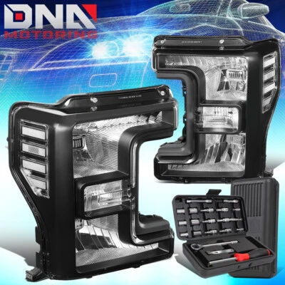 PARA FORD F-250 SUPER DUTY 2017-2019 FAROS LATERALES TRANSPARENTES NEGROS ESTILO OE + HERRAMIENTAS Foto 1 de 4