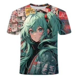 Miku Hatsune Cospaly Anime Manga Kurzarm T-Shirt Shirt Freizeit Polyester unisex - Picture 1 of 1