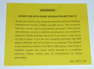 NES Nintendo Rear Projection TV Warning, Insert/Card, NES-RPTV-USA - Picture 1 of 1