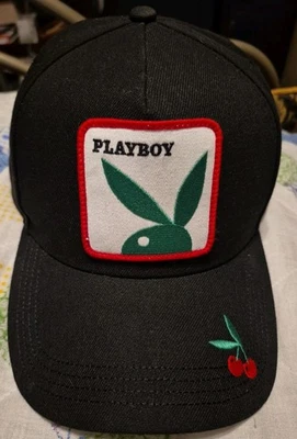 LIDS PLAYBOY LOGO CHERRY A-FRAME PATCH SNAPBACK UNISEX ADULT HAT BLACK RED 2024 - Image 1 of 4