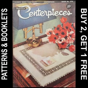 Cappotti Vintage Spool Cotton Co. "Priscilla Centerpieces" e libro di Clark n. 276 ©1951 - Foto 1 di 13