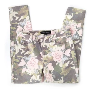 Boston Proper Camo Floral Stretch Jeans Lightweight Pink Brown Mid Rise Ankle 12 - Picture 1 of 11