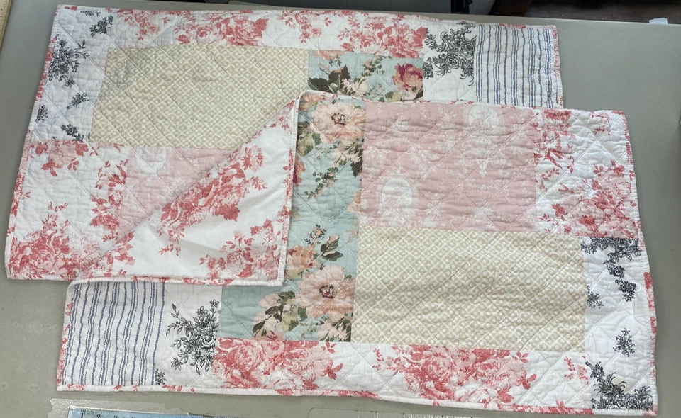 Juego de 2 fundas de almohada Shabby Chic King retazos florales cottagecore acolchadas rosa Foto 1 de 4