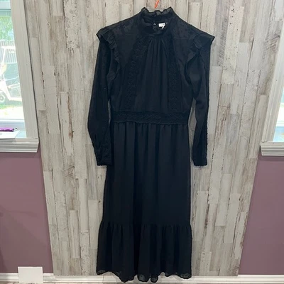 Topshop черный высокий воротник Gothic Regency макси платье Whimysgoth Addams кружева 8 - Изображение 1 из 4