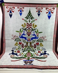 Scandinavian Tree Fabric Panel New Snow Deer Partridge In The Beginning Studio - Picture 1 of 8