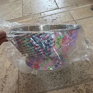 Colador de acero inoxidable Natural Life coloridas flores rosa azul colador NUEVO - Imagen 1 de 6