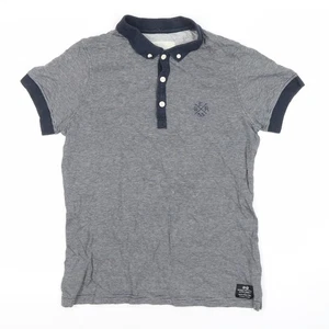 Crosshatch Men's Grey Striped Polo Shirt S - Picture 1 of 12