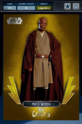 Topps Star Wars Digital Card Legendary 2025 Genesis Gold MACE WINDU (50cc) - Image 1 of 4