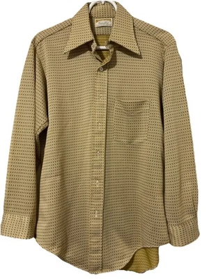 Vintage 70s Andhurst Large Long Sleeve Pattern Shirt Button Up Disco Polyester - Image 1 of 4
