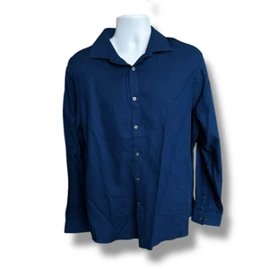 Michael Kors Slim Fit Blue Herringbone Dress Shirt 17 34/35 - Picture 1 of 6