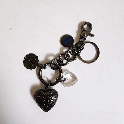 Kathy Van Zeeland Metal Purse Charm Clear Heart Key Fob Keychain - Image 1 of 4