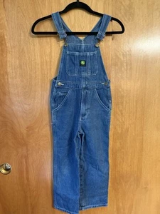 John Deere Kids Boys Size 7 Denim Overalls Jeans Bibs - Picture 1 of 14