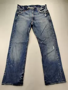 Polo Ralph Lauren Men 30x30 Blue Distressed Ashmore Original Straight Leg Jeans - Picture 1 of 10