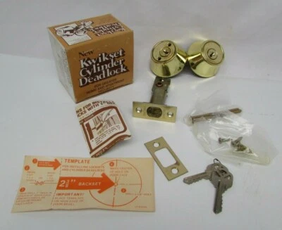Vintage Kwikset Double Cylinder Deadlock No.665 U.S.3 Polished Brass NOS - Image 1 of 4