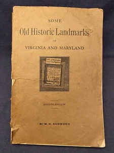 1904 Some Old Historic Landmarks Virginia Maryland Railway WH Snowden Tourist PB - Imagen 1 de 13
