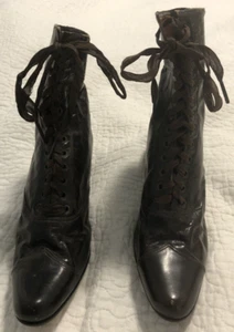 Vintage Victorian/ Edwardian Boots Womens Brown Leather Lace Up 1900's - Picture 1 of 11