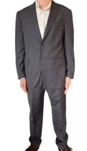 HERREN SUITSUPPLY REDA WOLLE 2 TEILER ANZUG ANTHRAZIT GRAU BRAUN GESTREIFT 52 42 TAILLE 36 - Bild 1 von 21