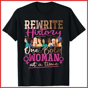 National Women's History Month Womens Feminist Black Cotton T-Shirt S-5XL - Picture 1 of 3