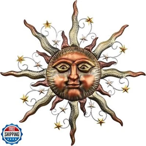 COLECCIONES TERESA - Arte de Pared Sol Metal para Decoración Exterior, 21" Bronce Cara de Sol - Imagen 1 de 5