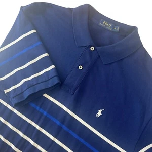 Polo Ralph Lauren camicia a righe preppy golf blu bianco taglia XXL manica corta - Foto 1 di 5