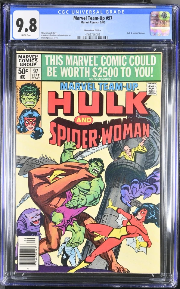 MARVEL TEAM-UP #97 Marvel, 1980 NEWSSTAND CGC 9.8 Hulk & Spider-Woman  Infantino - Image 1 of 4