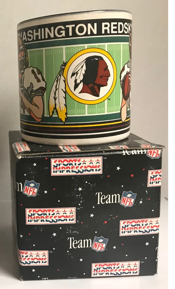 Vintage 1992 Black Sports Impressions NFL Washington Redskins Football Mug