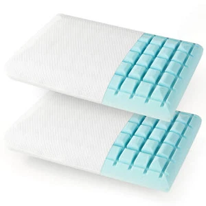 Gel Memory Foam Pillow Set of 2 w/ Detachable and Machine-washable Pillowcase - Picture 1 of 8