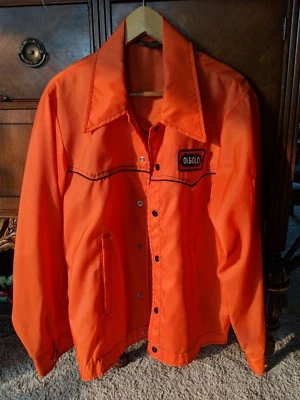 años 70? Ag Farm Vintage Hombre Naranja 100% Nylon Chaqueta O's Oro Agricultura Med Foto 1 de 4