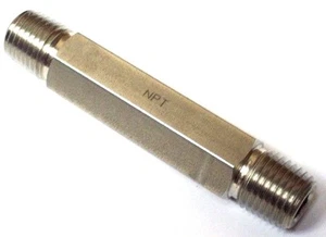 Sechskantnippel 1/4" Außengewinde NPT x 3" lang 316 Edelstahl Instrumentierung 8000 psi HSME - Bild 1 von 3
