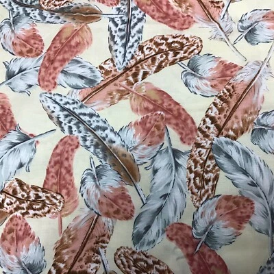 EDREDÓN DE ALGODÓN GRIS MELOCOTÓN PLUMAS DE PÁJARO ARTESANÍA estampado de tela animal naturaleza salvaje Foto 1 de 2