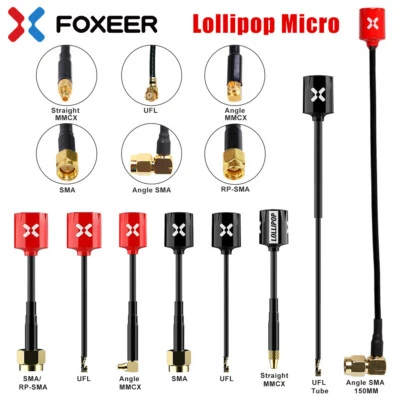 FOXEER Mini FPV Drone Antenna Alto Guadagno 5,8G 2,5dBi Omni LHCP/RHCP SMA/UFL