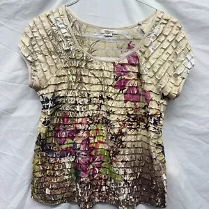 Sophisticate Ruffle Top By Dressbarn- Floral, Spring, Sz Large - Picture 1 of 7